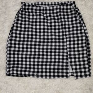 Sézane Pacome Black / White Check Cotton Mini Skirt